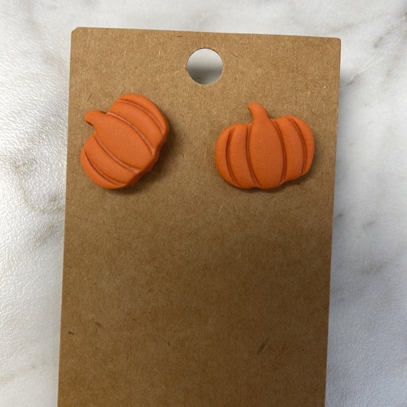 Pumpkin Earrings Handcrafted - Picture 2 of 3